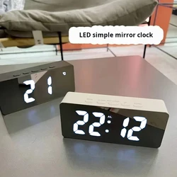 LED Mirror Alarm Clock Electronic Digital Clock Dual Alarm Thermometer Clock 12/24H Brightness Adjustment Desk Decor Table Home