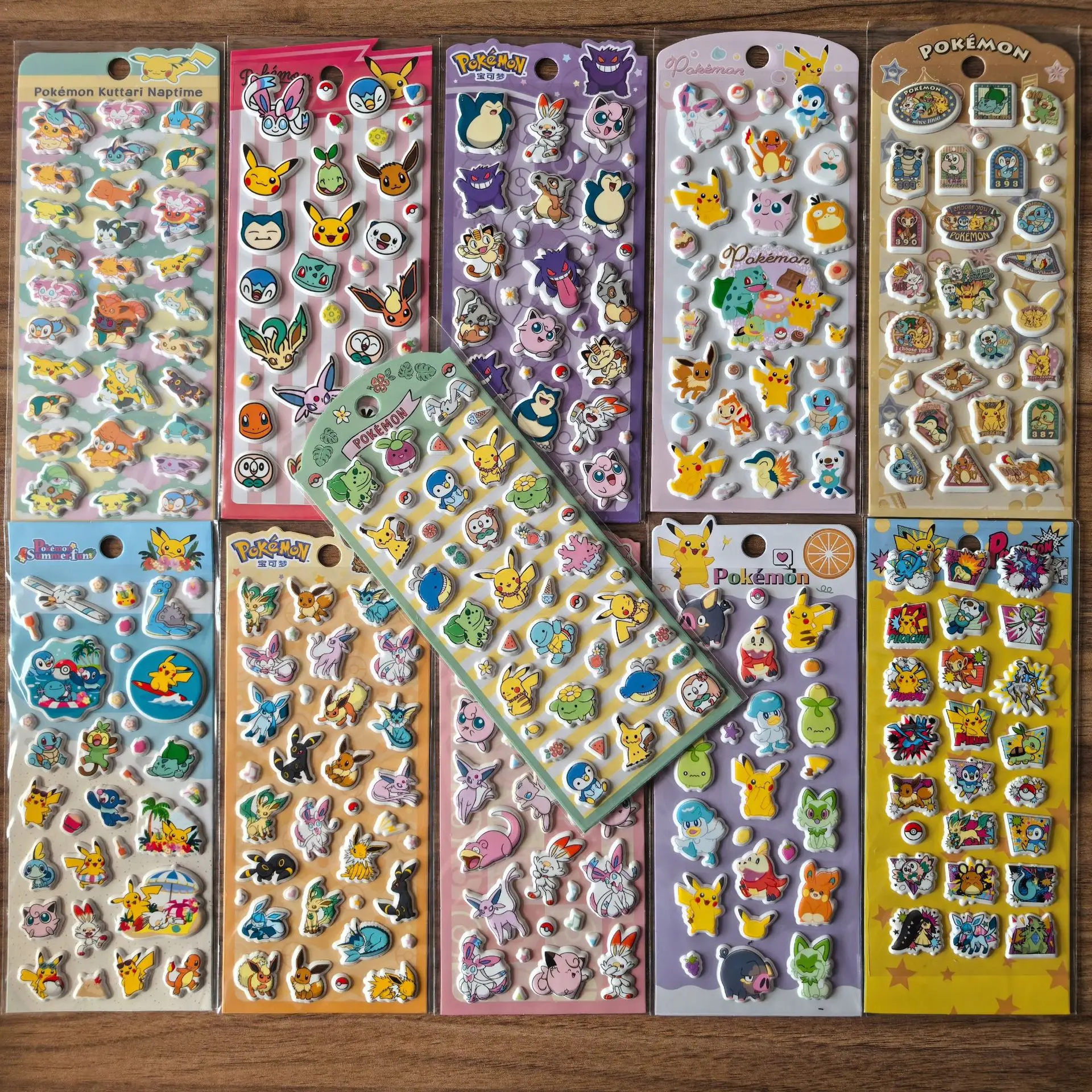 สติกเกอร์โปเกมอน 3 มิติ ชุดสติกเกอร์น่ารัก แบบนูน สำหรับตกแต่งเครื่องเขียน ของขวัญสร้างสรรค์ DIY สำหรับเด็ก