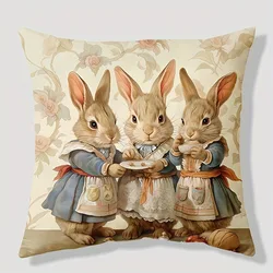 Easter decoration pillow cover rabbit pattern printing cushion cover living room sofa cushion cover bedroom home decoration gift