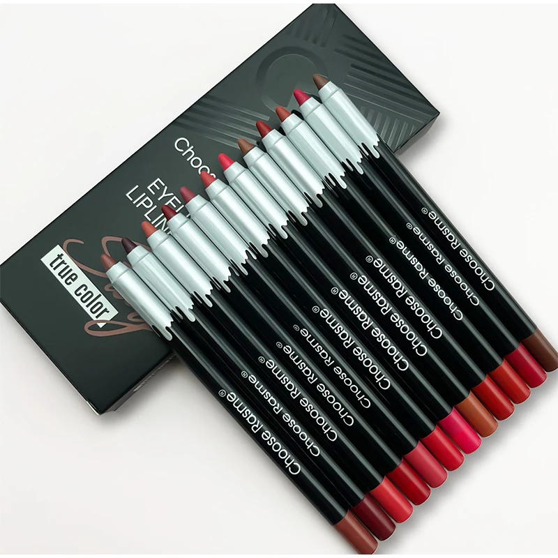 12 stücke Lippenstift Lip liner Stift Set matt Samt Lip Liner Bleistift Kontur Make-up sexy roten Lippenstift langlebige Kosmetik