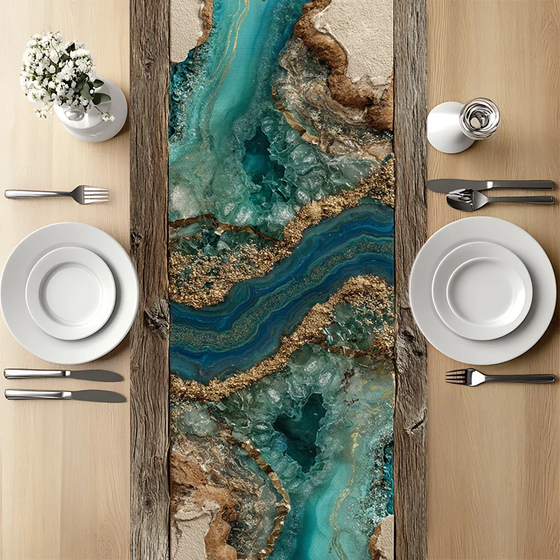 Table Flags, Agate Patterns And Gilded Accents Are Suitable For Dining Rooms, Kitchens, Coffee Tables And Festival Decorations