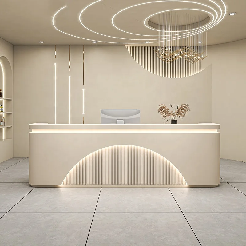 

Custom Modern Commercial Office Front Reception Table Wooden High-End Design Reception Desks