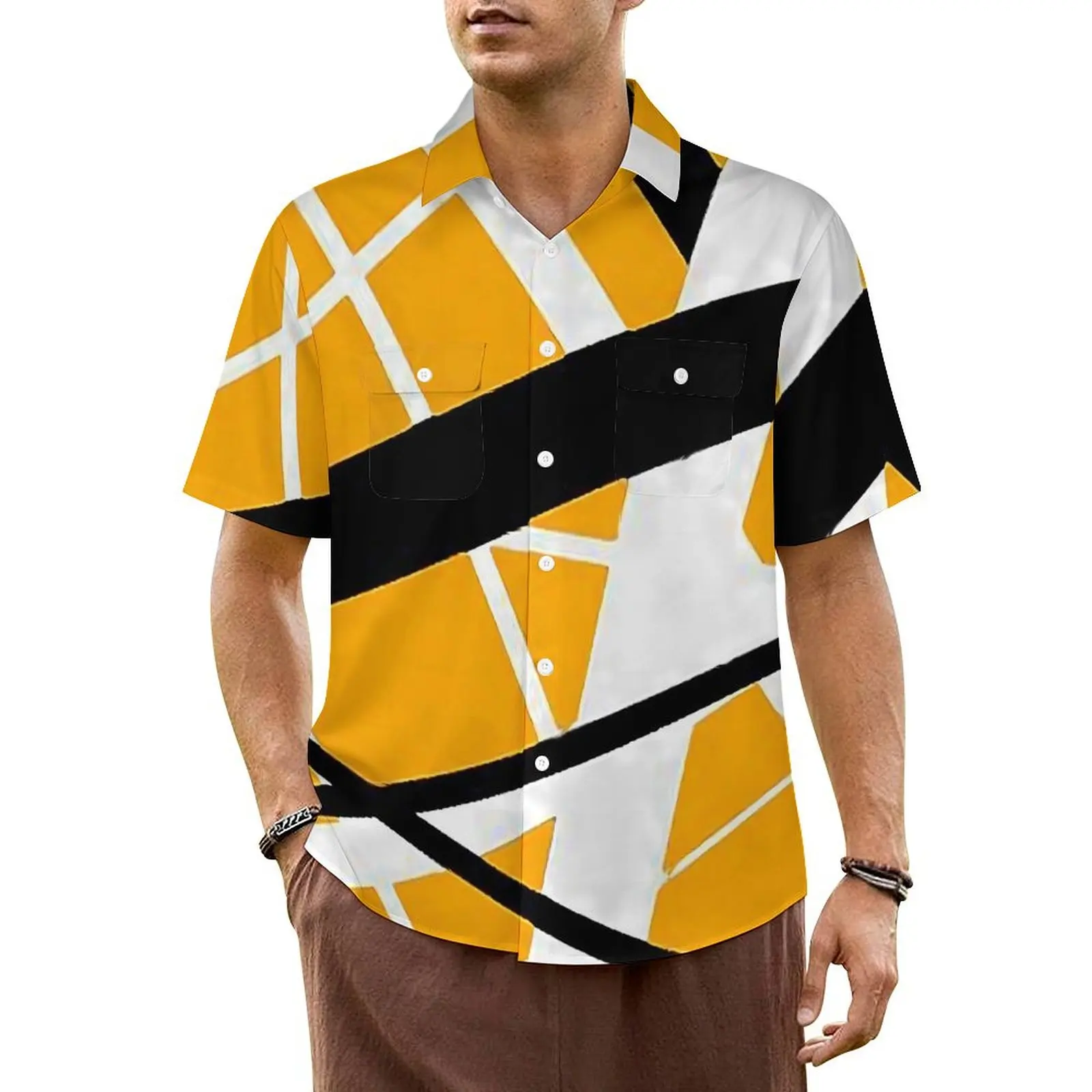 

Summer Shirt Beach Van Halen Blouses POPULAR IN YELLOW Vintage Casual Shirts Mens Short-Sleeve Y2K Street Plus Size 5XL 6XL Top