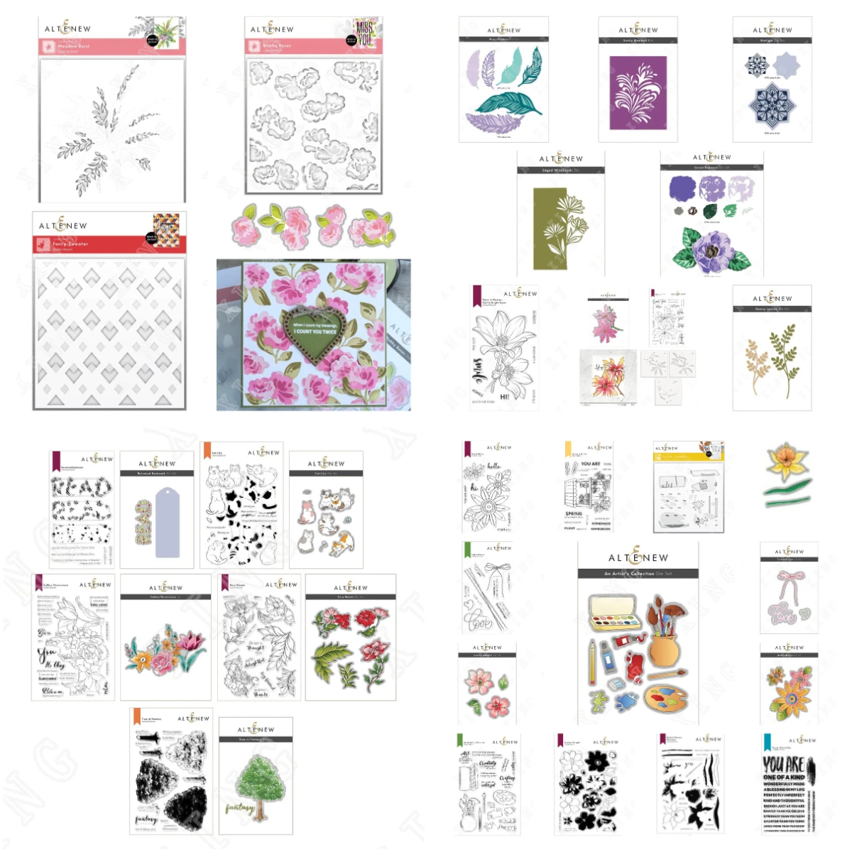 

Rosy Blooms Stamps Floral Sprig New Metal Cutting Dies Scrapbook Diary Decoration Stencil Embossing Template DIY Greeting Card