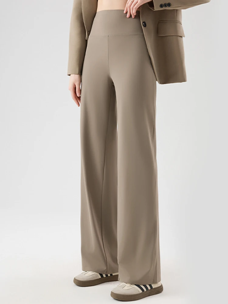 Pantalones de Yoga sueltos de seda de hielo para mujer, pantalones de Arca finos de cintura alta, Fitn, verano, 2025, pierna recta