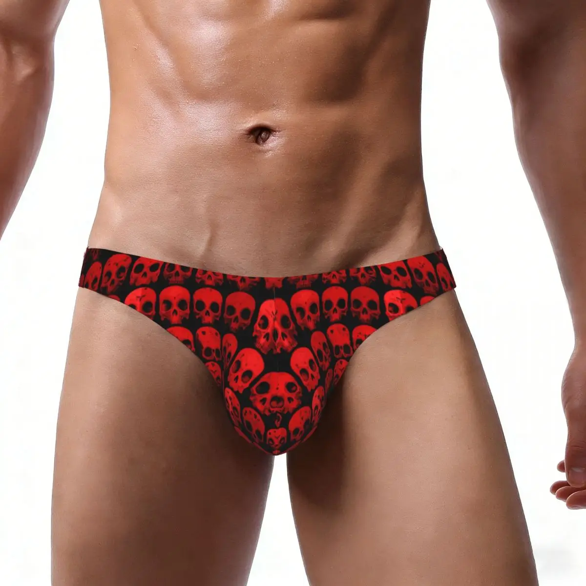 Men Bikini Briefs Abstract Human Skulls Scary Pattern Male Underwear Breathable Underpants