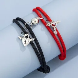 New Love Magnetic Couple Bracelet For Lovers Mom Star Moon Love Key Handmade Braided Bracelet Valentine's And Mother's Day Gifts