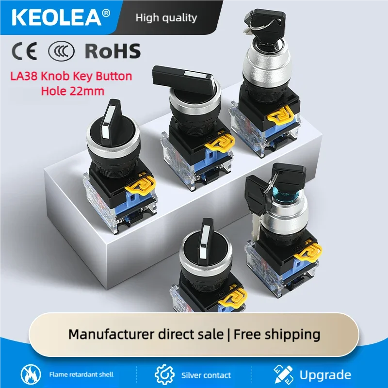 

22MM Selector Knob Rotary Switch Latching Momentary 2NO 1NO1NC 2 3 Position DPST 10A 400V Power Switch ON/OFF Black