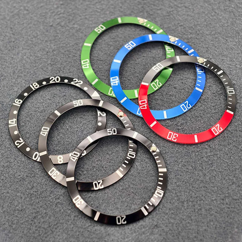 37.5mm Curved Aluminum Watch Bezel Rings NH35 Case Ring For Submariner NH35 NH36 Diving Case Bezel Ring Men Watch Parts Refit