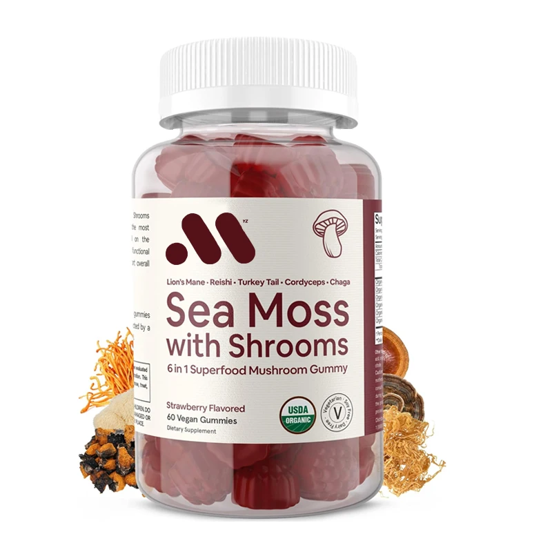 60 capsules of organic seaweed and mushrooms Irish moss,lion's mane,Reishi,cordyceps,Chaga and Türkiye tail energy,immune health