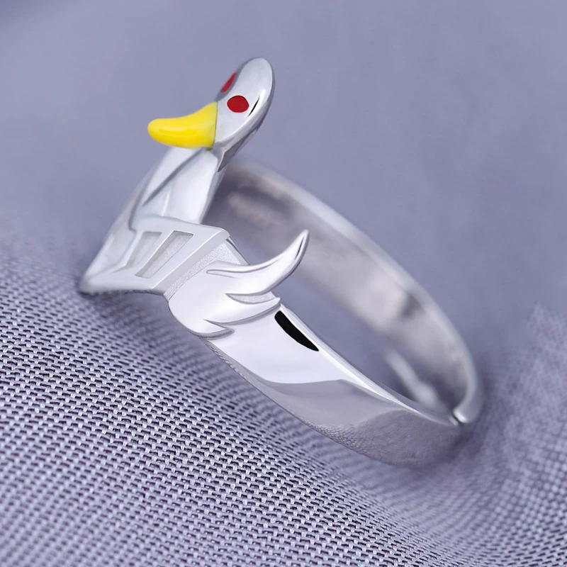 Anime Saint Seiya Hyoga 925 Sterling Silver Adjustable Swan Cos Ring Cosplay Props Rings Jewelry Women Men Girls Birthday Gifts