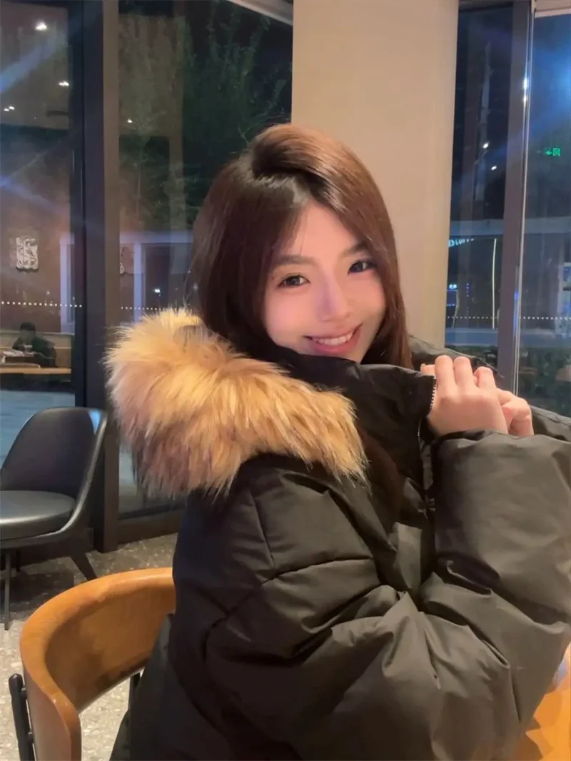 アメリカンスタイルのトレンディなブランドデザイン、襟付きフード付きブレッドジャケット、女性用多用途通勤用暖かいニッチベーシックコットンジャケット