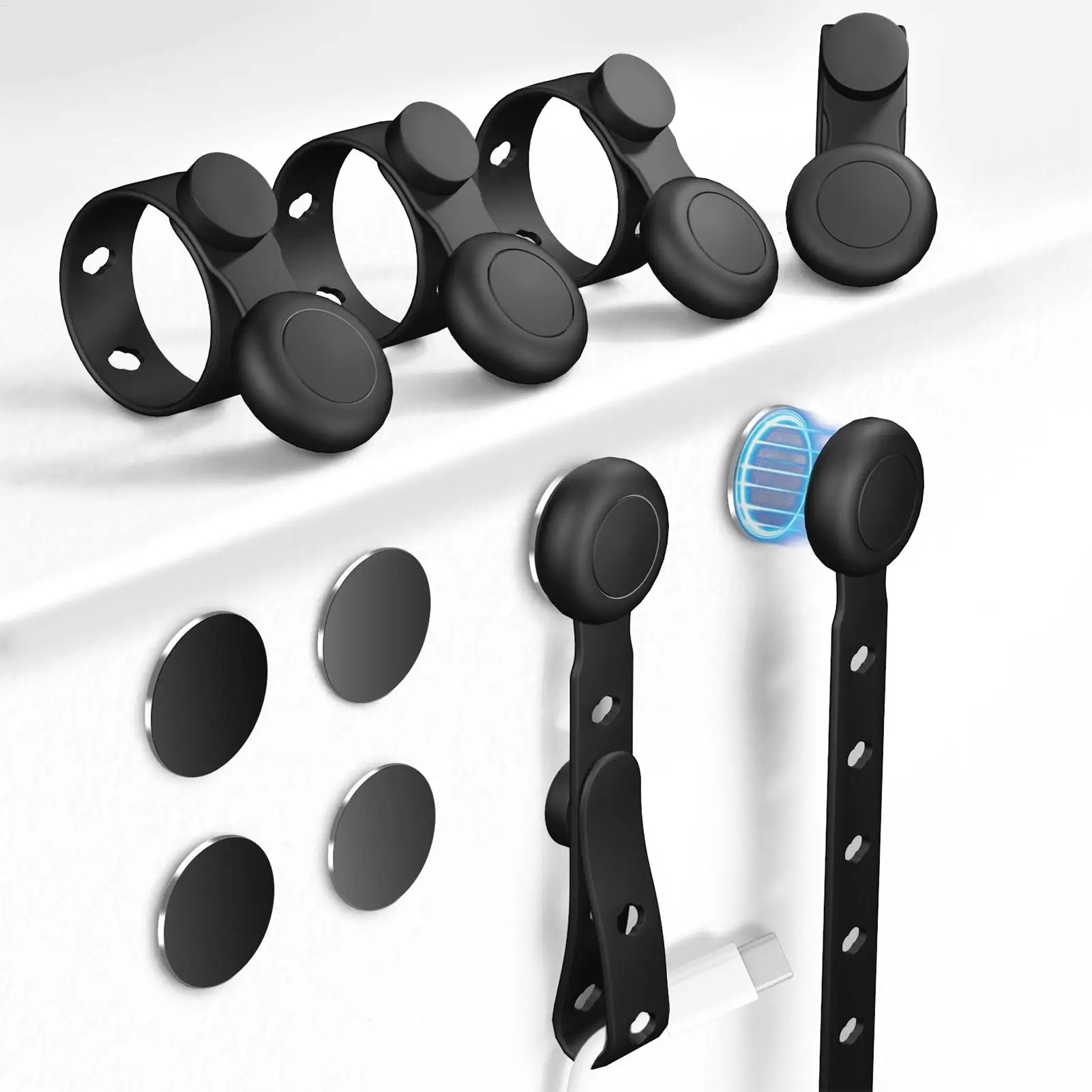 

Магнитные кабельные стяжки Гибкий силиконовый шнур Кабельные ремни Многоразовая обертка Держатель провода Обмотка ремня Магнитный подвесной крючок Организация