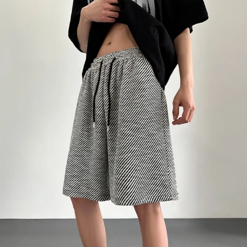 Men's Clothing Black Stripe Summer Loose Fit Straight Leg Casual Sporty Shorts Comfortable Breathable Quick Dry Lightweight