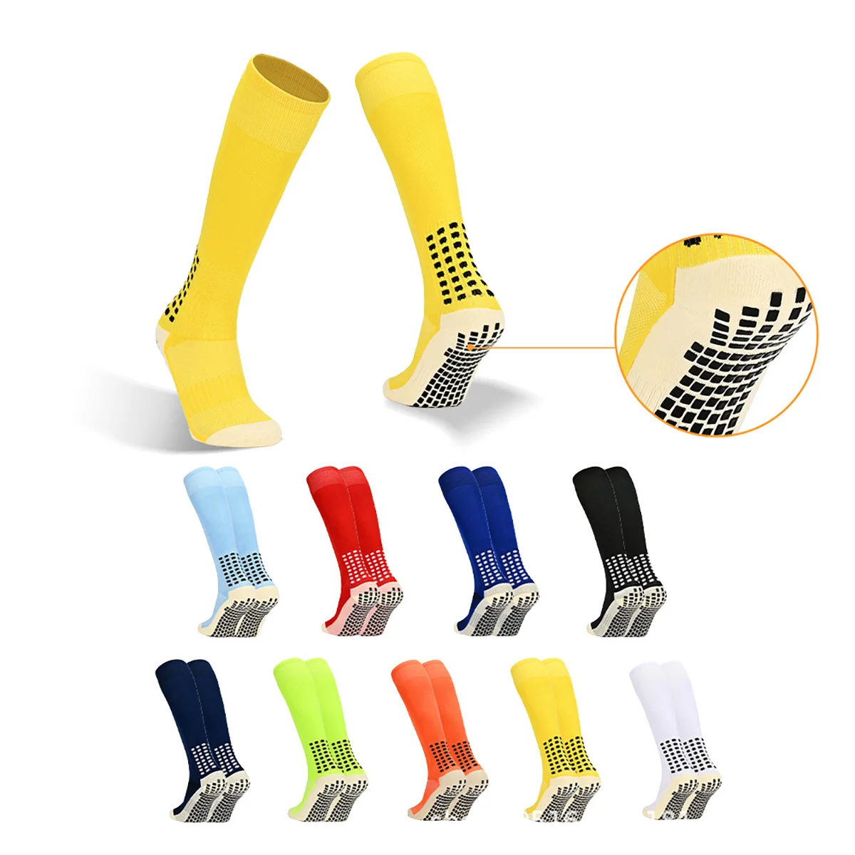 1 Paar Herren-Fußballsocken, rutschfeste Kniestrümpfe, rutschfeste Griffpolster für Fußball, Basketball, Sport, Griffsocken