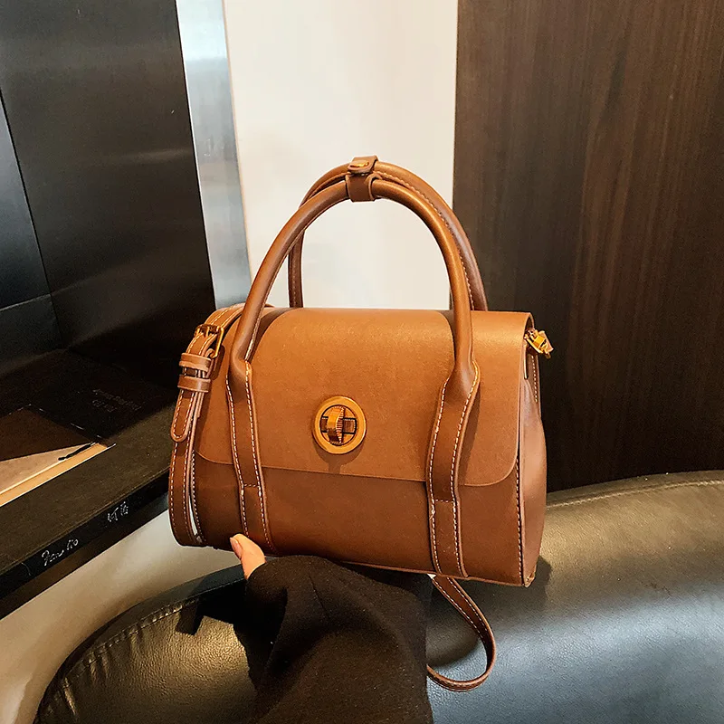 

Осенняя винтажная квадратная сумка 202, универсальная женская сумка через плечо, элегантная сумка-тоут с верхней ручкой, минималистичная сумка «день-ночь»