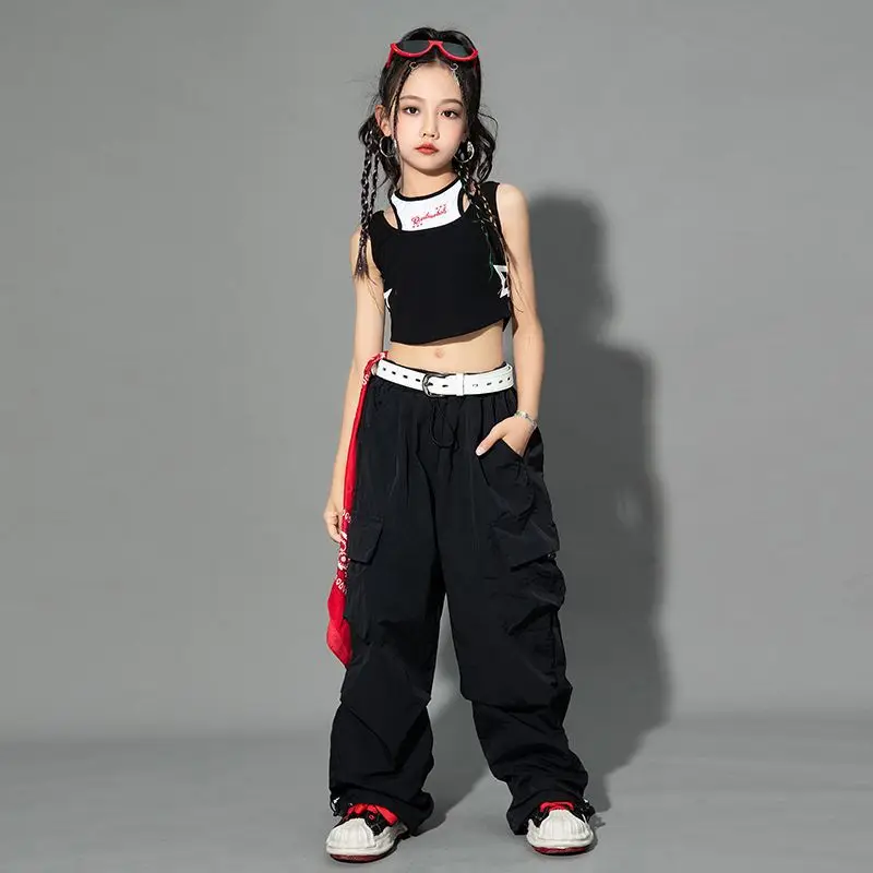 Girls Cargo Pants Children Loose Trousers Teen Kids Fashion Casual Sweatpants Streetwear Pockets Design Pants Trendy Cool 5-14Y