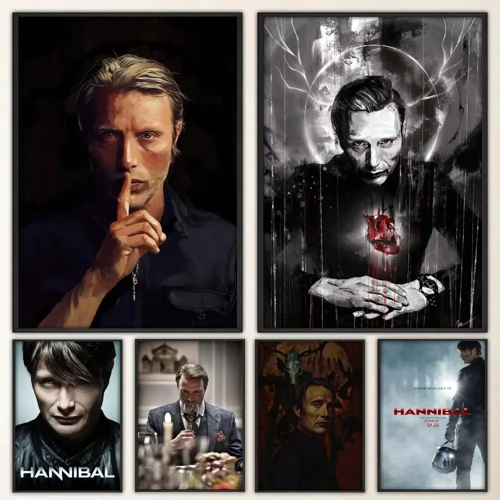 H-Hannibal TV Show Art Poster Vintage Poster Prints Art Home Painting Bathroom Kitchen Bar Accessories Wall Sticker