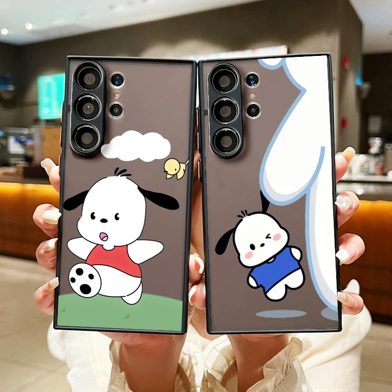 Sanrio Cartoon Pacha Dog Frosted Translucent For Samsung Galaxy S24 S23 S22 S21 S20 FE S10 S9 S8 Plus Ultra Pro 5G Cover