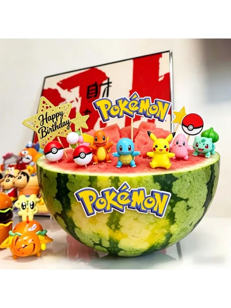 1–13 Stück Pokemon-Kuchenaufsatz, Anime-Party-Dekoration, Kindergeburtstags-Partyzubehör, Cartoon-Kuchenaufsatz, Party-Dekorationen für Jungen