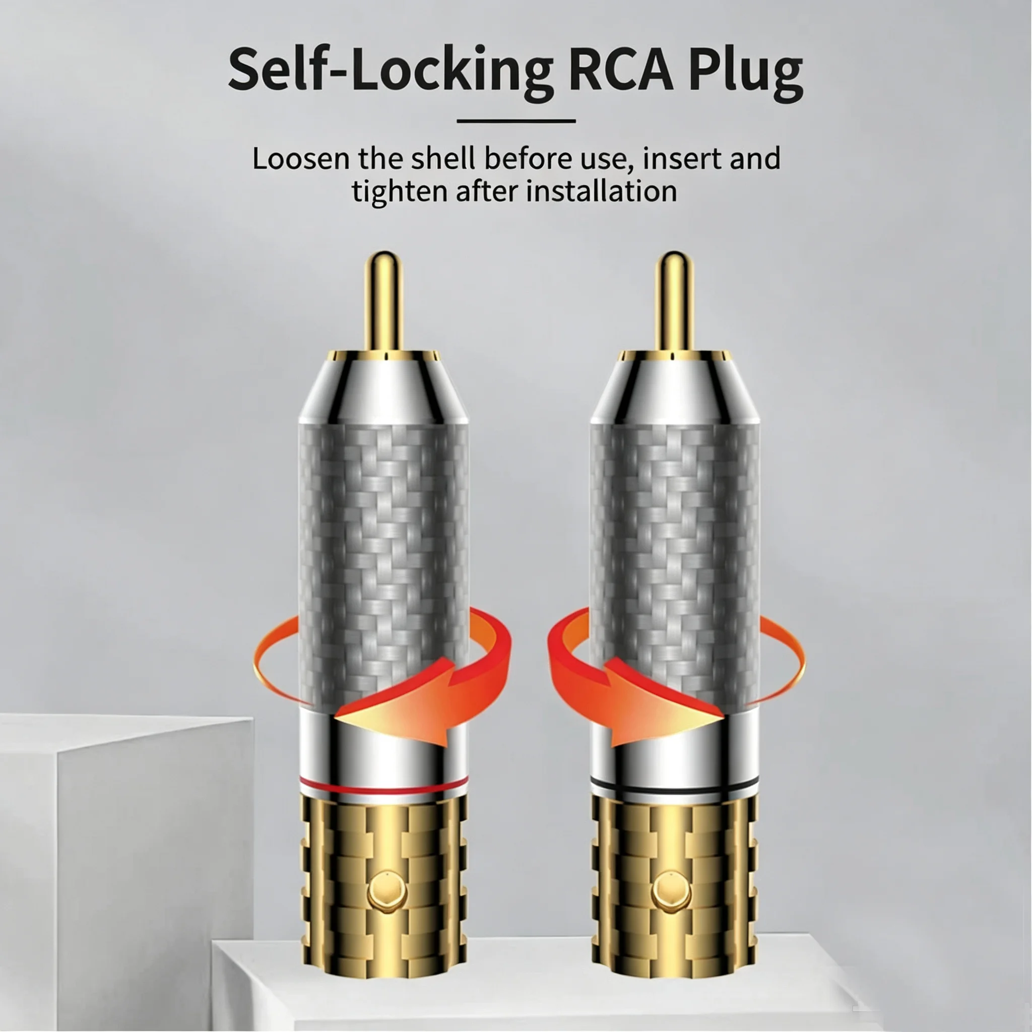 Viborg 4pcs High-End RCA Plugs Pure Copper Gold/Rhodium Plated VR108 Speaker Terminals for Audio Improvement