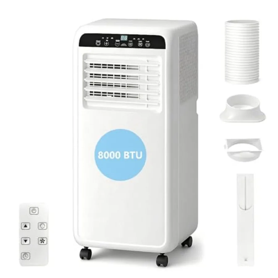 

8000 BTU Portable Air Conditioner, 3-in-1 Cooling Dehumidifier and Fan, Up to 350 Sq.Ft, Quiet AC Unit for Bedroom and Dorm, Re
