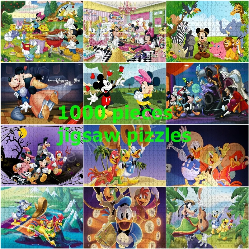 

Disney Jigsaw Puzzle Kit Diy Cartoon Art Donald Duck Princess Mickey Mouse Minnie Paper Puzzles 1000 Pieces for Adult Home Decor