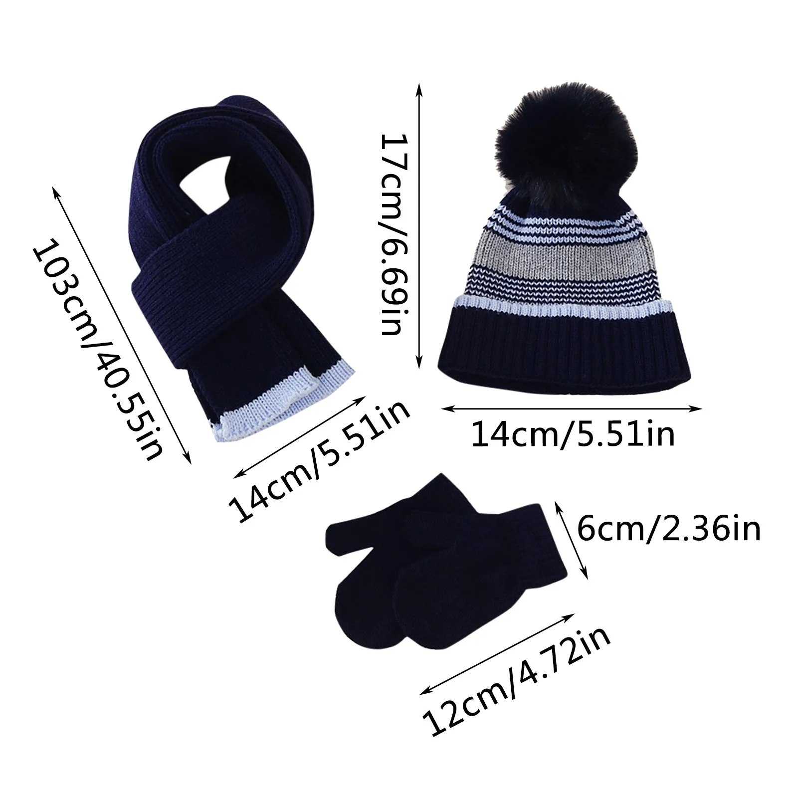 Women\'s Winter Scarf ,Hat,& Gloves 3 Piece Set Velvet Thick Knitted Hat Warm Ear Protection Mixed Color Woolen Hat for Women Cap