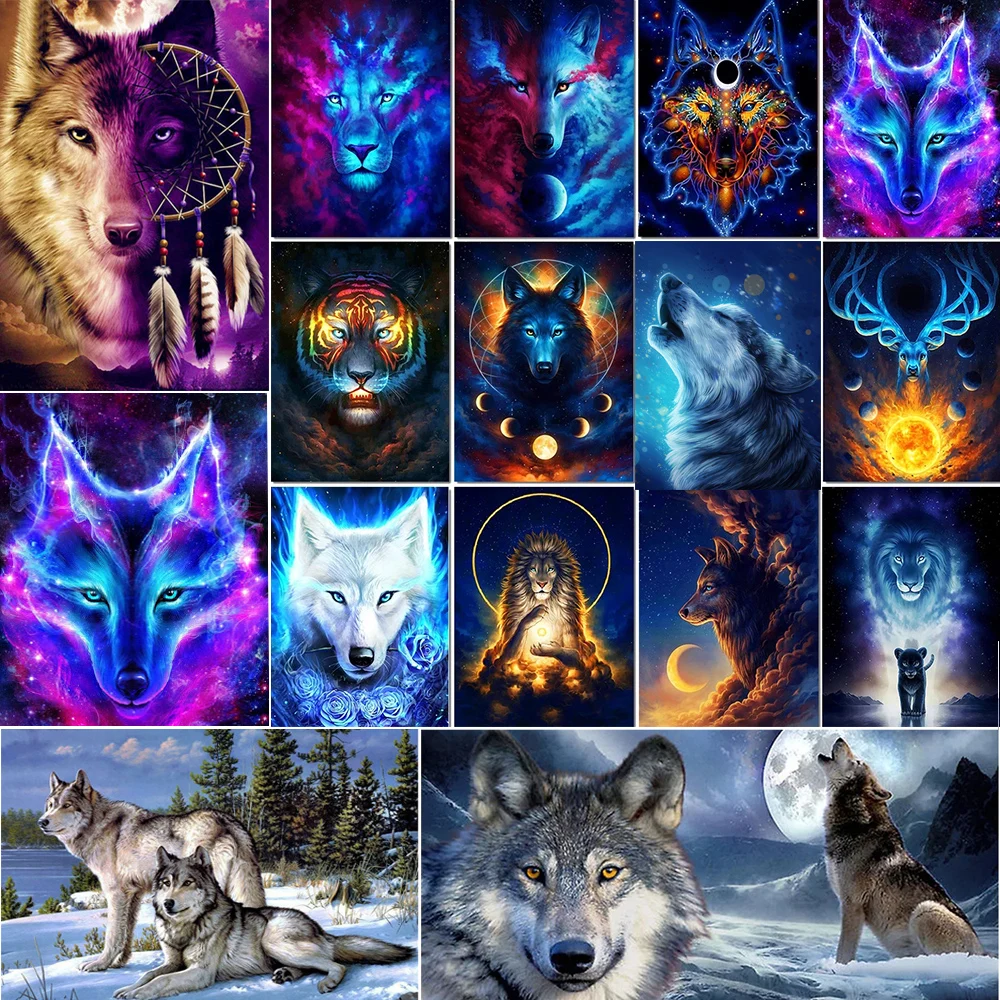 Diy Wolf Diamond Painting New 5d Ab Diamond Round Mosaic Embroidery Diamond Animal Cross Stitch Kit Home Decor Painting