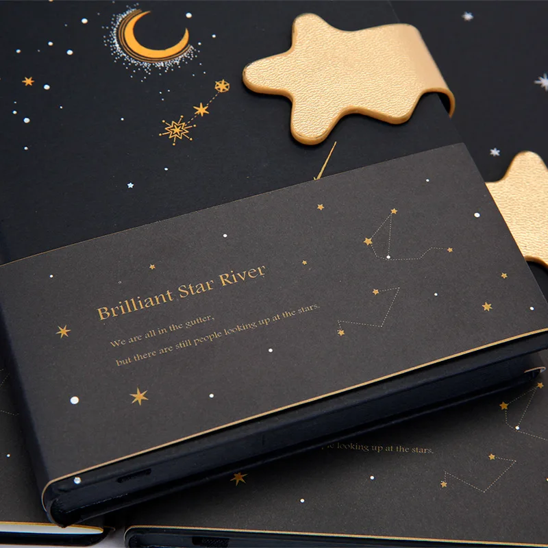 Creative Notebooks Black Cardstock Brilliant Stars All Black Paper Inside Handbook Diy Doodle Book Magnetic Buckle Diary Book