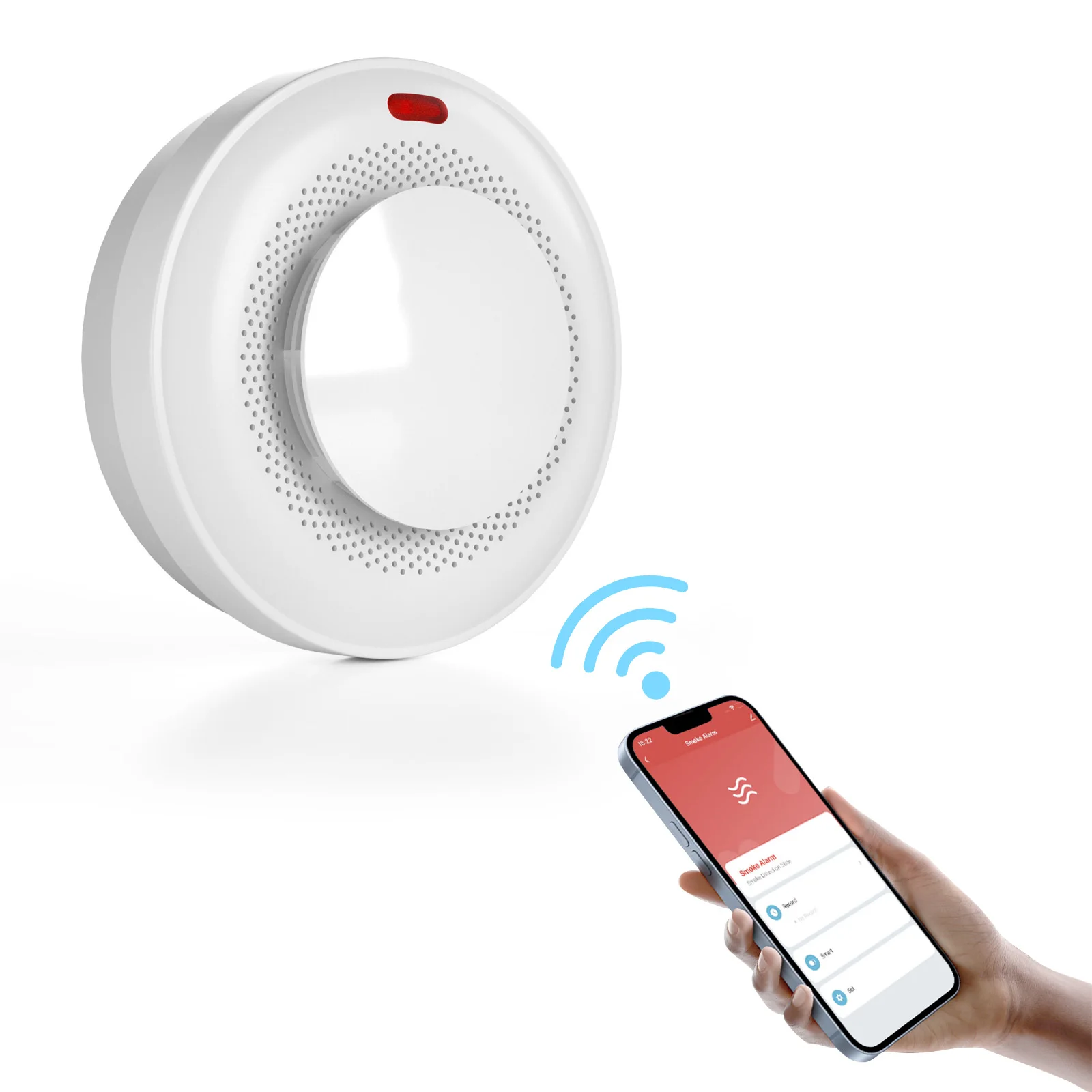 

WiFi Smart Smoke Detector Fire Smoke Alarm Auto-Check Tuya App 360 Degree Detection Remoting Control for Home RV Hotel Office