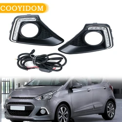 DRL Daytime Running Light For Hyundai I10 GRAND 2013 2014 2015 Front Bumper Led Fog Lamp Bezel Waterproof Car Accessories