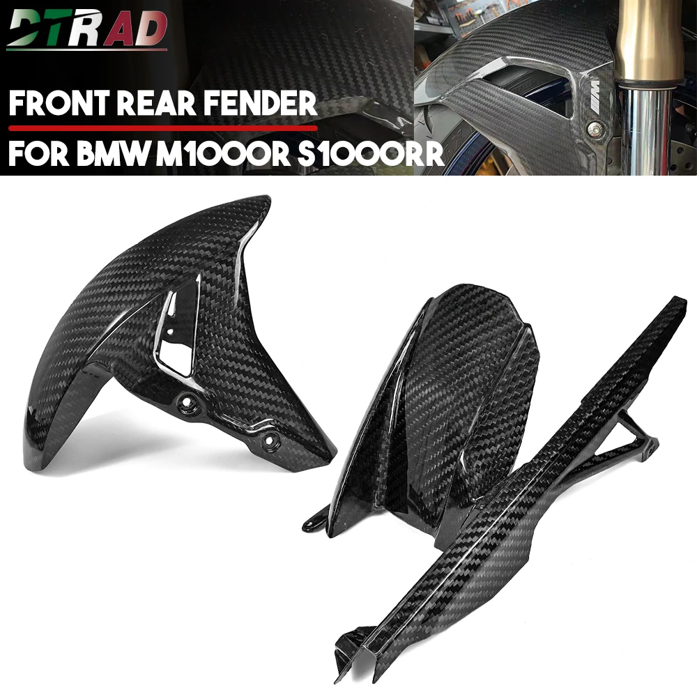 With M Logo Carbon Fiber Front Fender & Rear Mudguard Chain Guard For BMW S1000R S1000RR M1000R M1000RR Motorcycle Accessories