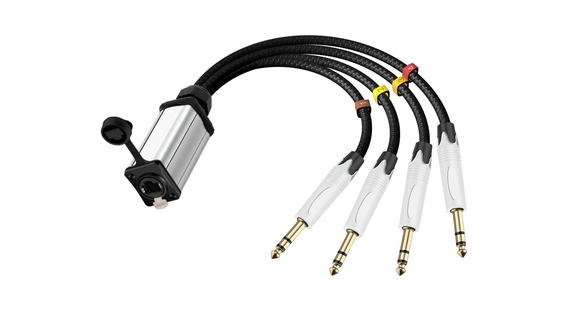 Netzwerkkonverter RJ45 CAT5/6 mit Abschirmung zu 4-Kanal 6,35/6,5mm TRS-Stecker Multi-Netzwerk-Empfängerkabel für Lautsprecher, Verstärker, Mischpult – Detail 4