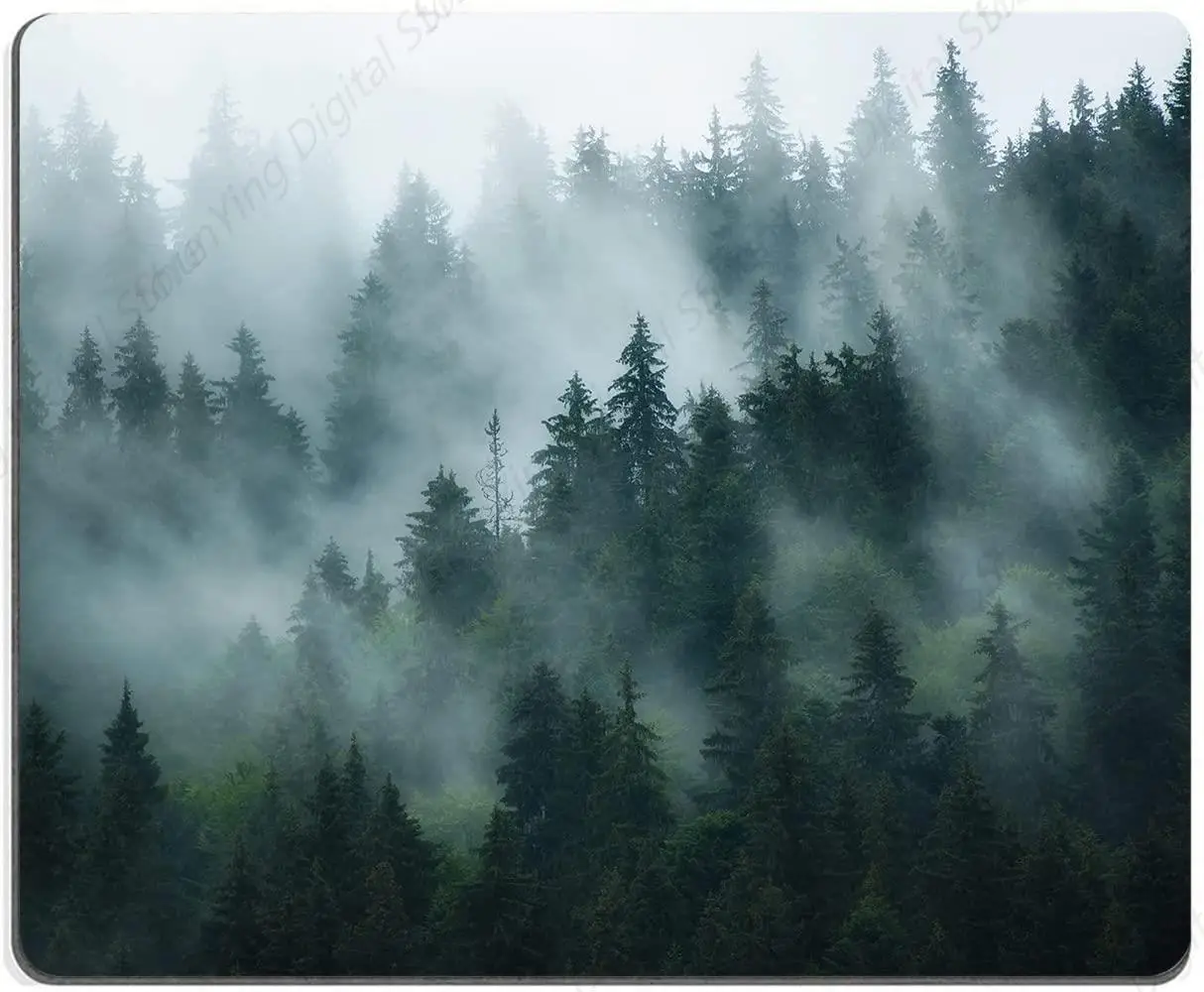 Misty Forest Natural Computer Mouse Pad Washable Gaming Office Home Non Slip Rubber Mouse Pad 25*30cm