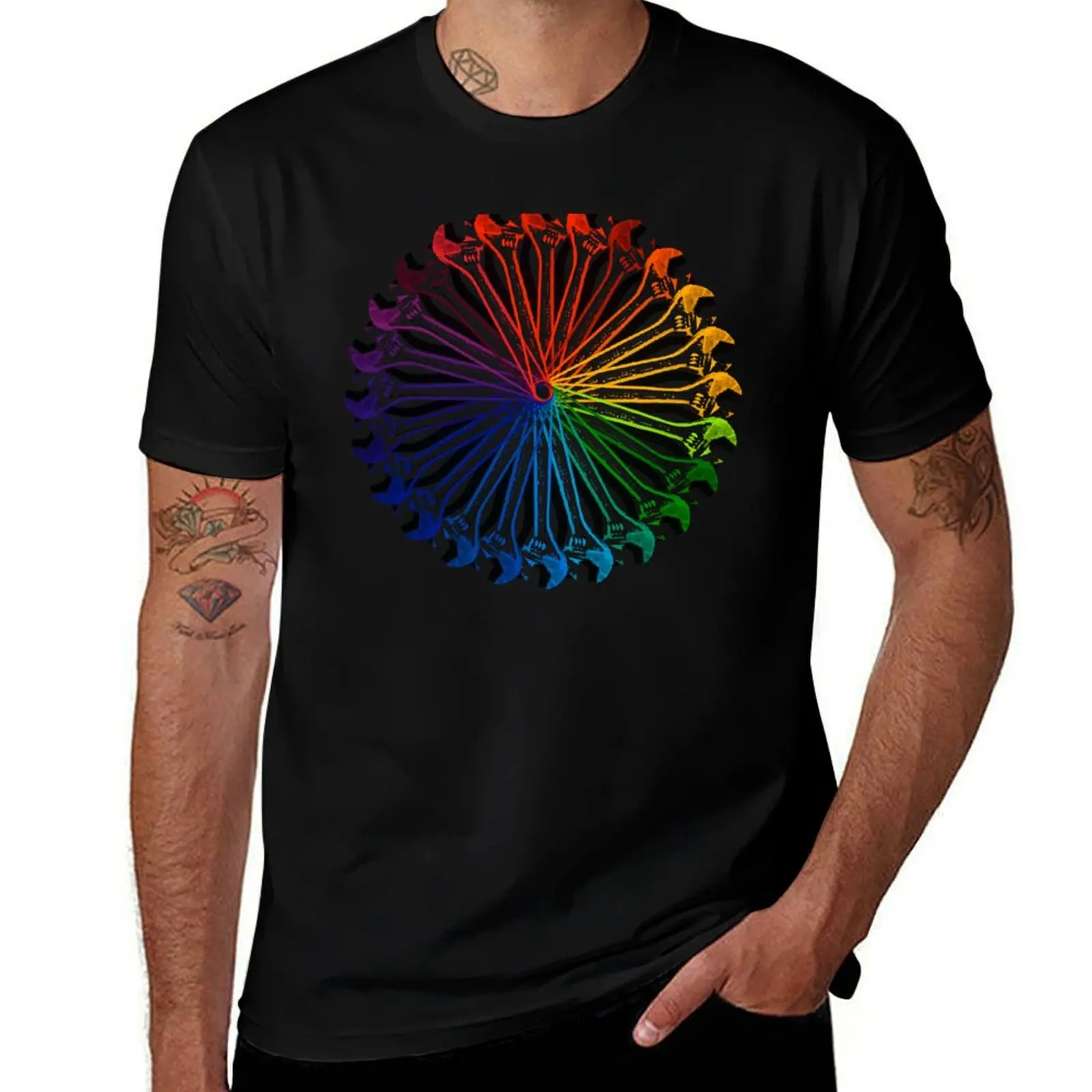 Wrench Color Wheel B T-Shirt Summer Holiday Casual Tee T-Shirt