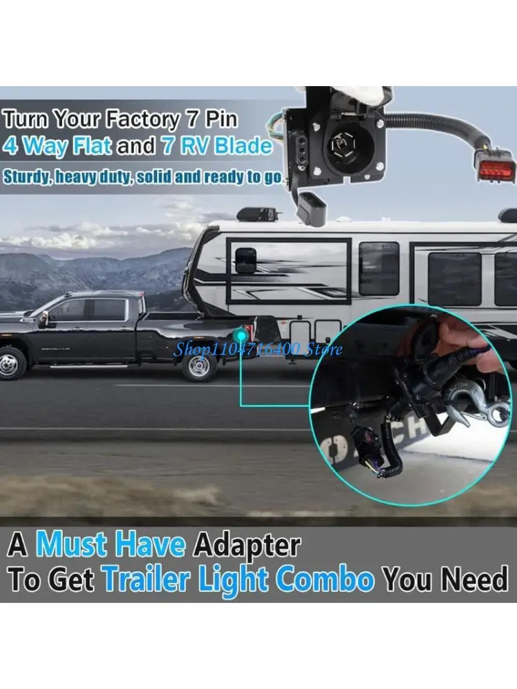 

y1gd Trailer Light Wiring Converter 10 Pin to 4+7 Blade Harness Black Nylon Sheathed Wires Direct Fit Installation Included