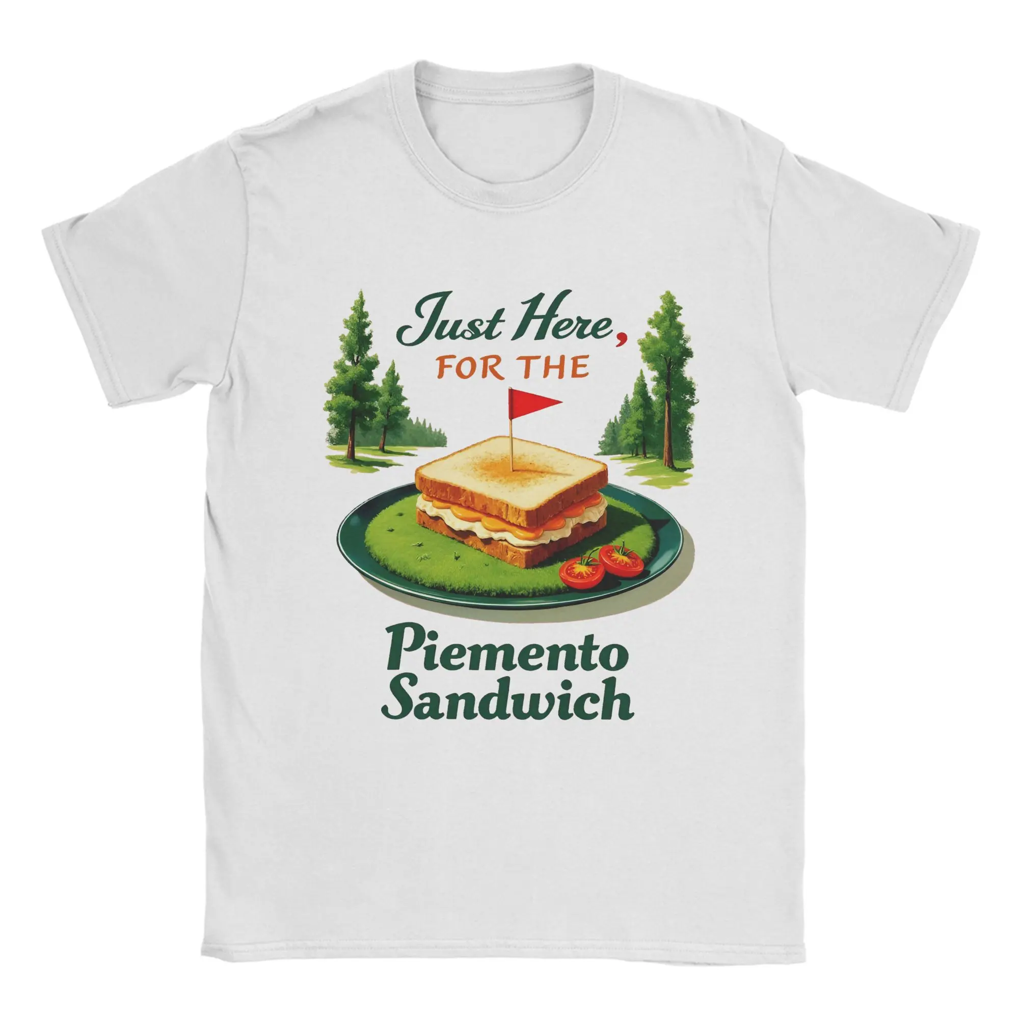 Just Here For The Pimento Cheese Sandwich Golf Humor Season Cotton T-Shirt For Man Summer T Shirts Plus Size Custom Logo Tops
