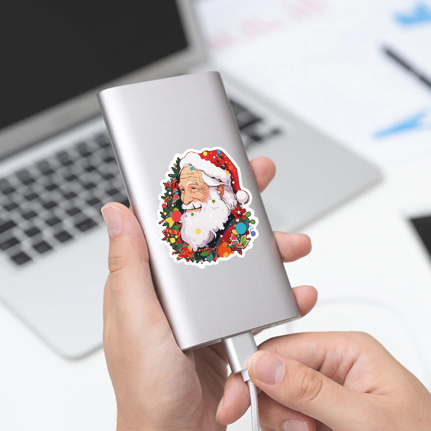 10/30/50Pcs Joyeux Père Noël Autocollants Décoratifs Créatifs BRICOLAGE Guitare Téléphone Ordinateur Portable Tasse D'eau Skateboard Autocollants Étanches