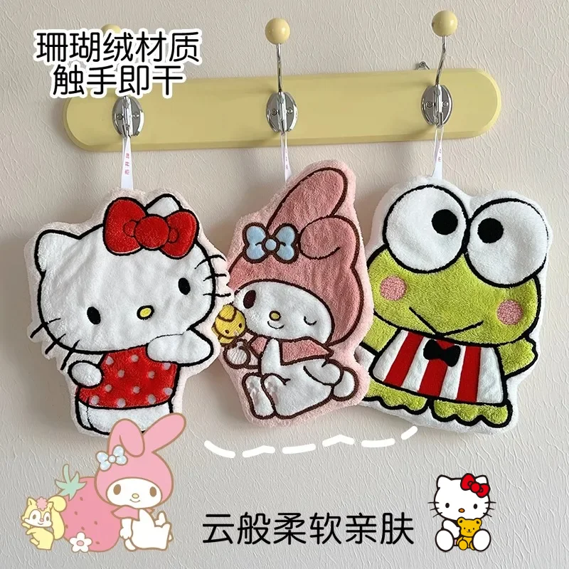 

Милые полотенца для рук из кораллового флиса - дизайн с персонажами Hello Kitty, My Melody, Pochacco, высокая впитываемость, быстросохнущие, подарок для детей и кухни