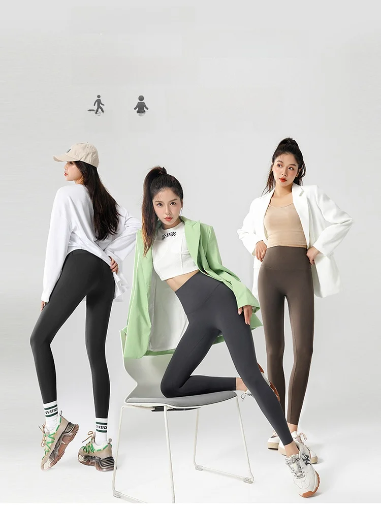 High-end fce forrado arca pele calças femininas thiened outono inverno yoga calças de camada base quente calças de algodão