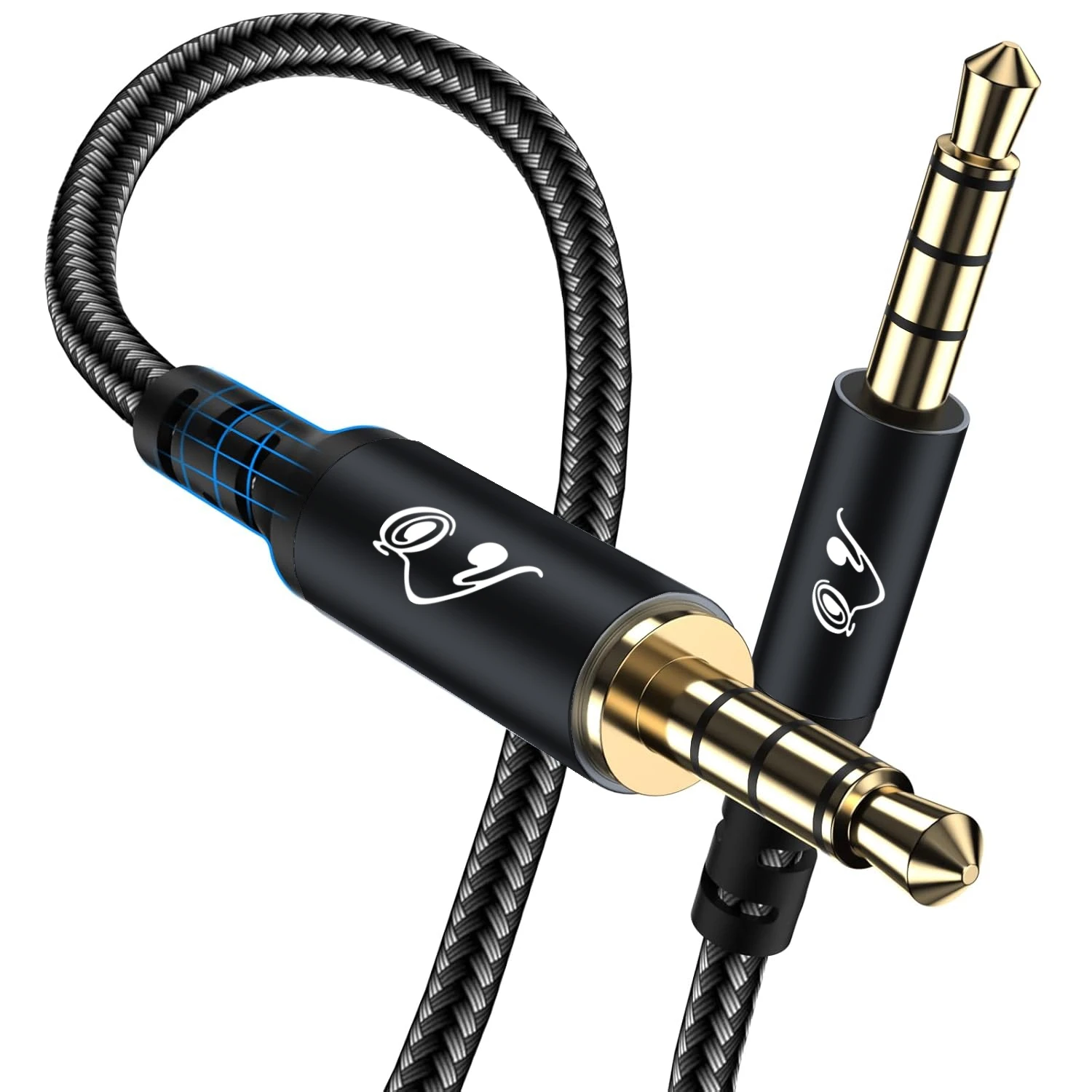 Câble audio AUX TRRS 3,5 mm, mâle-mâle, cordon stéréo 4 pôles avec prise en charge du microphone, connecteur plaqué or, gaine tressée durable