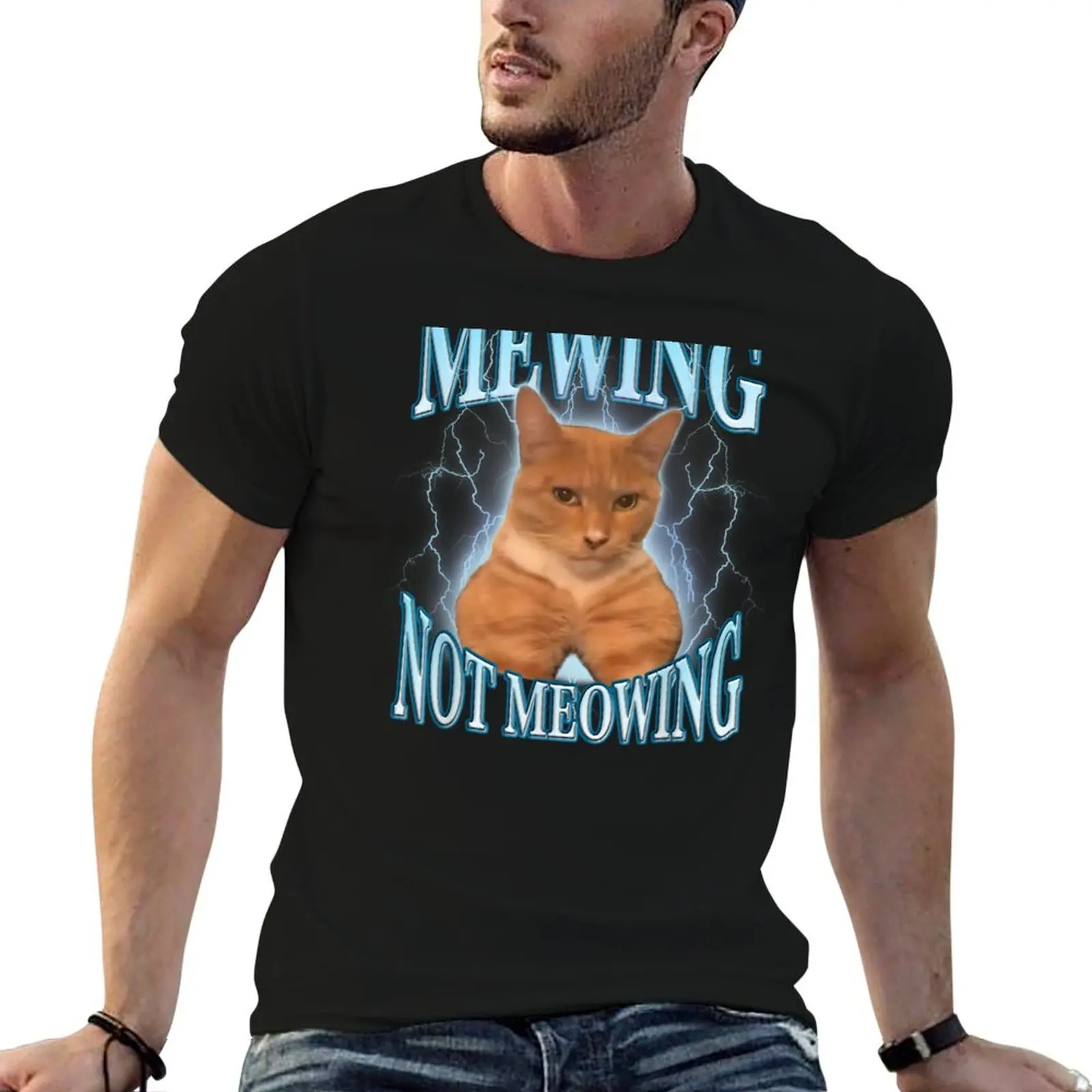 

Funny Cat Meme Mewing LooksMax Meowing cat Trend T-Shirt t shirts for man pack white man t shirt luxury T-Shirt