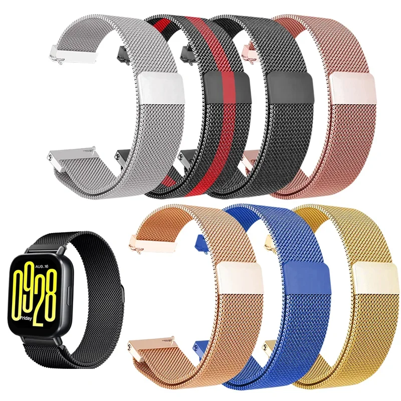 【セール中】ミラネーゼストラップ Xiaomi Redmi Watch 5 アクティブメタルループステンレス鋼 20 ミリメートル-22 ミリメートルバンド Redmi Watch 5 Lite 磁気リストバンド