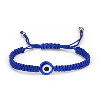 Turkish Round Evil Blue Eye Bracelets For Women Men Handwoven Blue Black String Fatima Hand Demon Eye Bangles Lucky Jewelry Gift