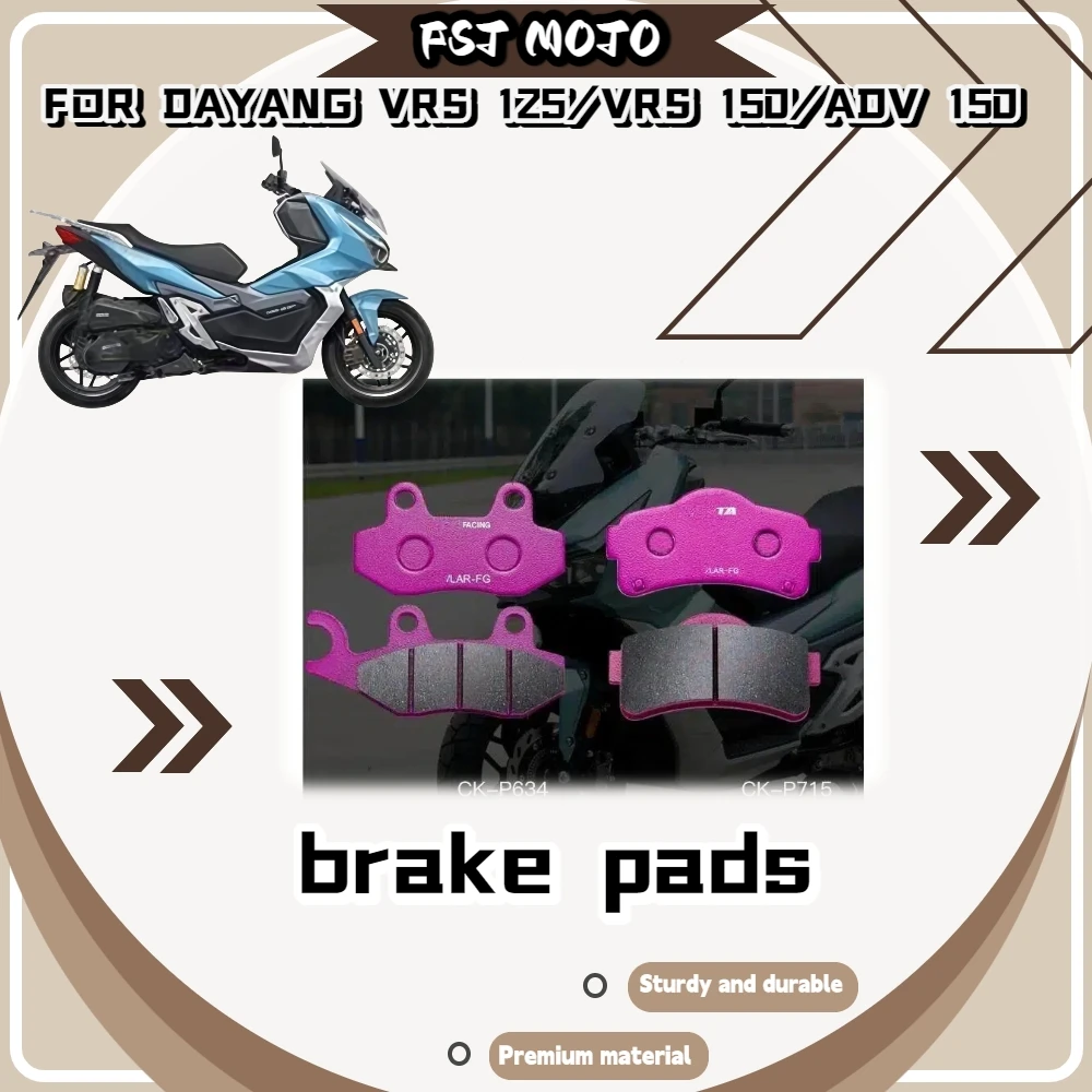 For DAYANG VRS125/VRS150/ADV150 650°C Sintered Ceramic Brake Pads Soft Friction Layer Prevent Scratches On Original Brake Rotor