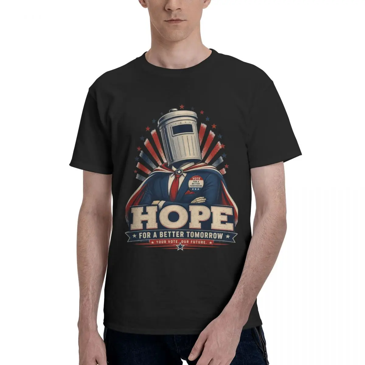 Men Count Binface Hope Funny T Shirt Vintage O-neck Cotton T-shirt