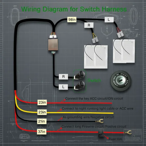 Universal Max 100W  Built-in Car Seat Heater Kit  Fit 2 Seats with 12V Carbon Fiber Heating Pads 3 Levels Control Switch System
