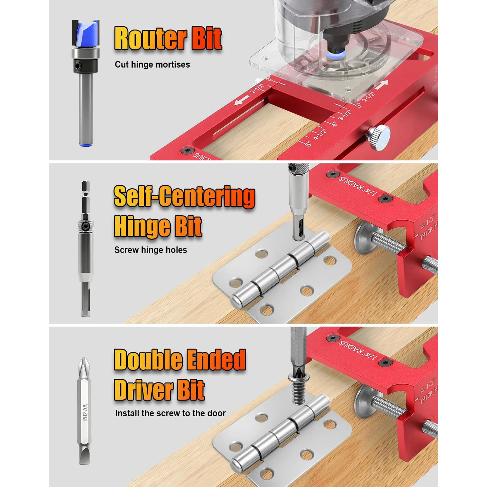 

Универсальный локатор для дверных рам 2-в-1: для длины 2-1/2 до 5 дюймов и толщины 1-3/4 дюйма, шаблон для врезки петель, вспомогательный инструмент для DIY-проектов
