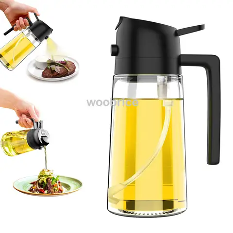 2in1 주방 스프레이 오일 디스펜서 500ml 오일 분무기 폴리 셔 에어 프라이어 샐러드 굽고 구이 요리 주방 액세서리